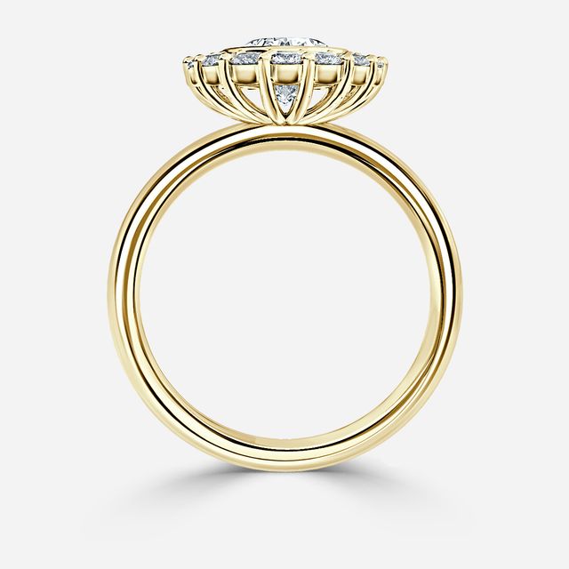 Aruna Yellow Gold Halo Engagement Ring