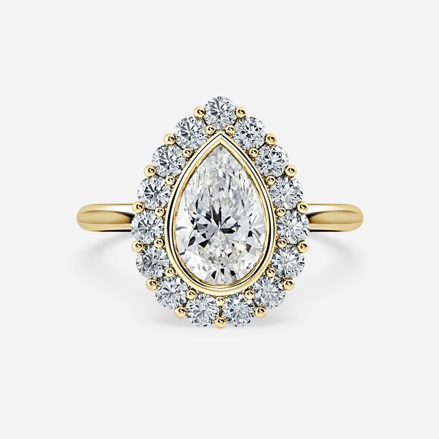 Aruna Yellow Gold Halo Engagement Ring