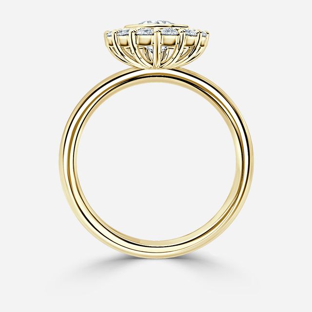Aruna Yellow Gold Halo Engagement Ring