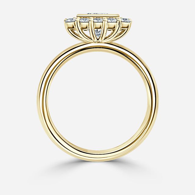 Aruna Yellow Gold Halo Engagement Ring