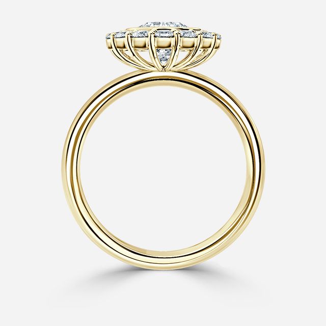 Aruna Yellow Gold Halo Engagement Ring
