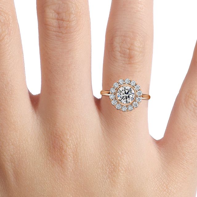 Aruna Rose Gold Halo Engagement Ring