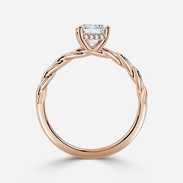 Midas Twisted Band Solitaire Rose Gold Engagement Ring