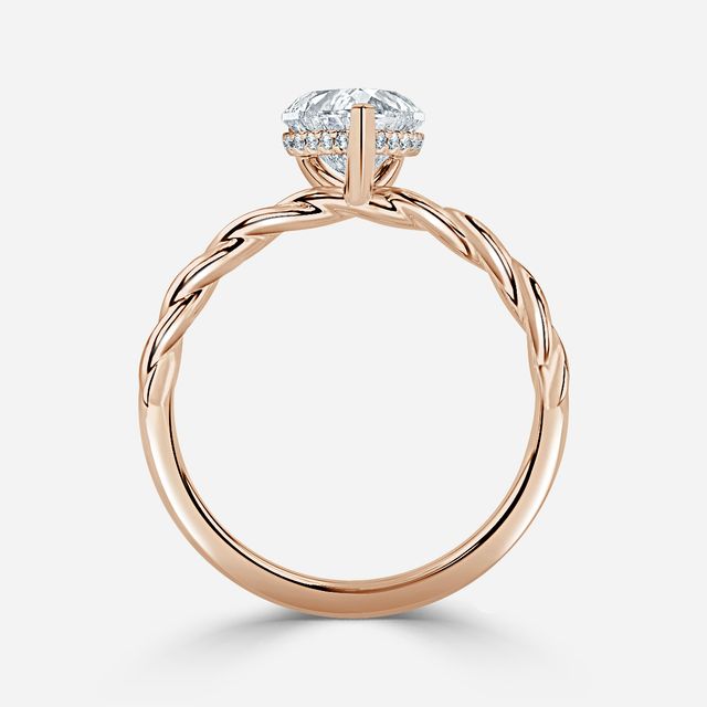 Midas Twisted Band Solitaire Rose Gold Engagement Ring