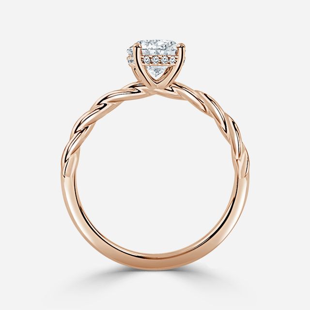 Midas Twisted Band Solitaire Rose Gold Engagement Ring