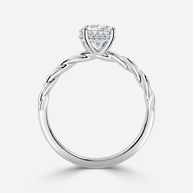 Midas Twisted Band Solitaire Platinum Engagement Ring