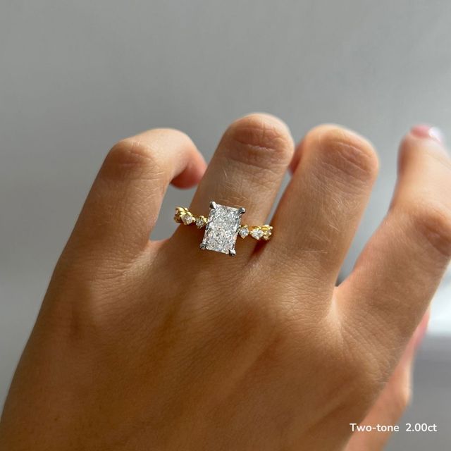 Laura Yellow Gold Marquise And Round Diamond Band Engagement Ring