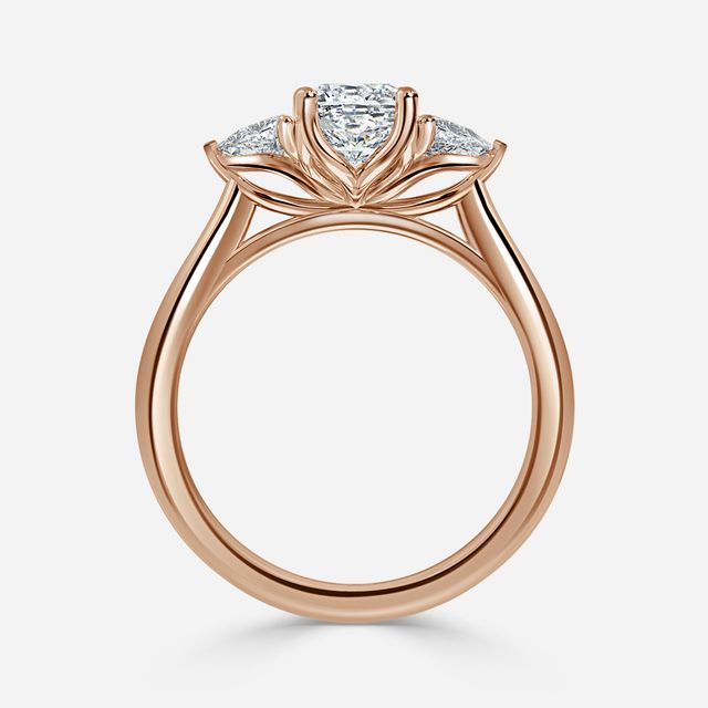 Rose Gold Trillion Cut Diamond Flower Ring