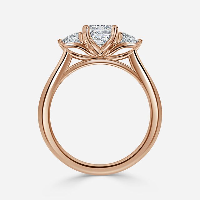 Rose Gold Trillion Cut Diamond Flower Ring