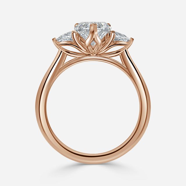 Rose Gold Trillion Cut Diamond Flower Ring