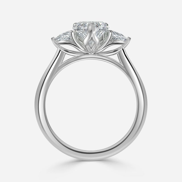 White Gold Trillion Cut Diamond Flower Ring