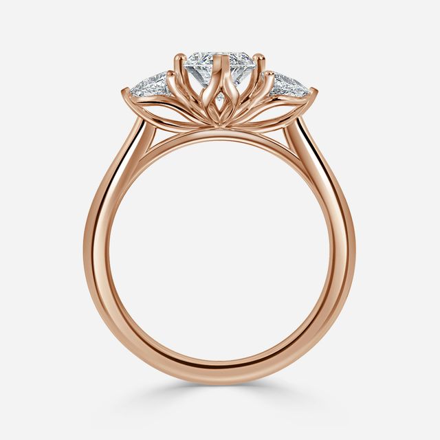 Rose Gold Trillion Cut Diamond Flower Ring