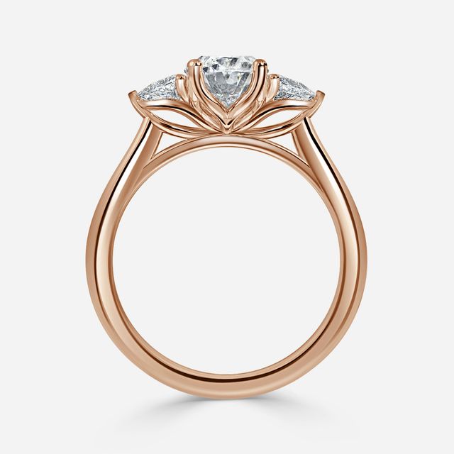 Rose Gold Trillion Cut Diamond Flower Ring