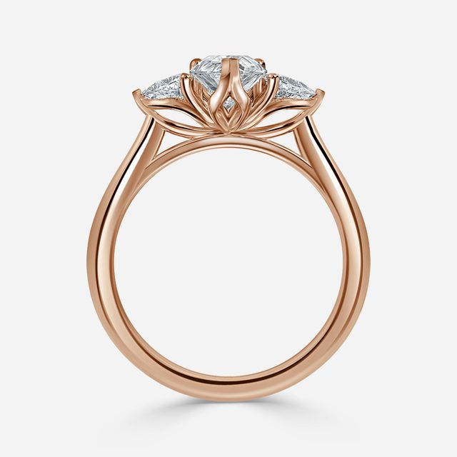 Rose Gold Trillion Cut Diamond Flower Ring