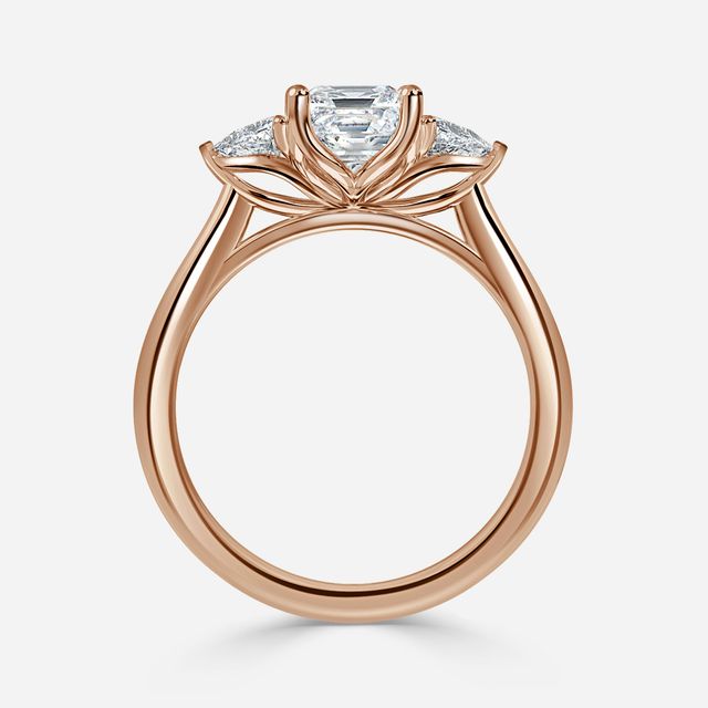 Rose Gold Trillion Cut Diamond Flower Ring