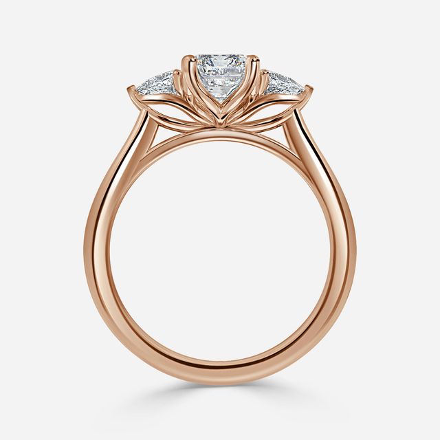 Rose Gold Trillion Cut Diamond Flower Ring