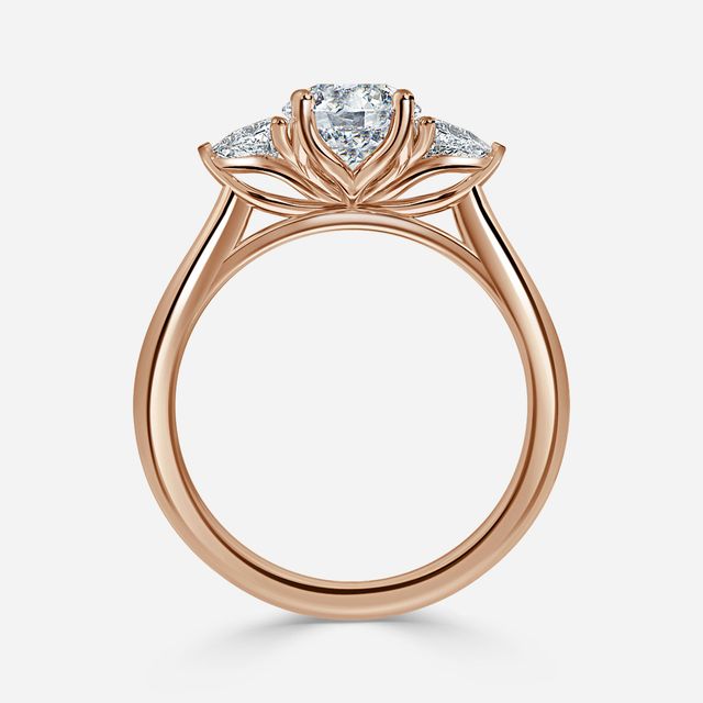 Rose Gold Trillion Cut Diamond Flower Ring