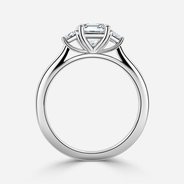 Vedette White Gold Trilogy Trapezoid Engagement Ring