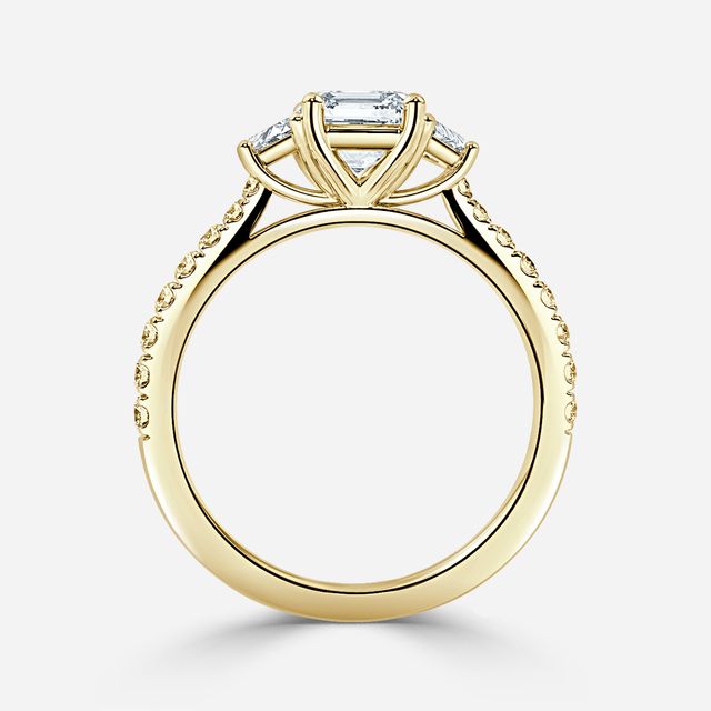 Vedette Yellow Gold Trilogy Engagement Ring