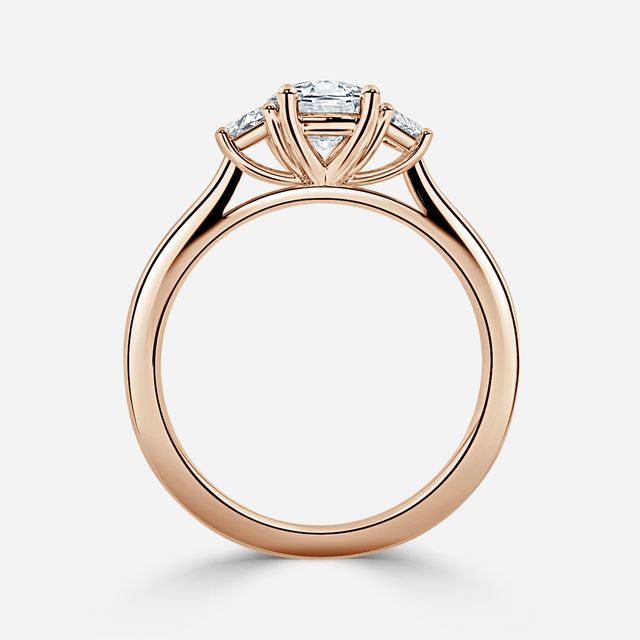 Vedette Rose Gold Trilogy Trapezoid Engagement Ring