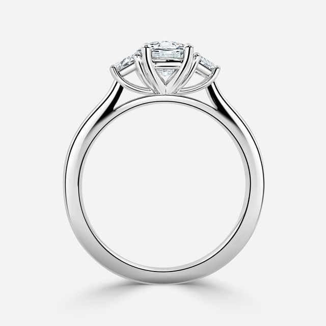 Vedette White Gold Trilogy Trapezoid Engagement Ring