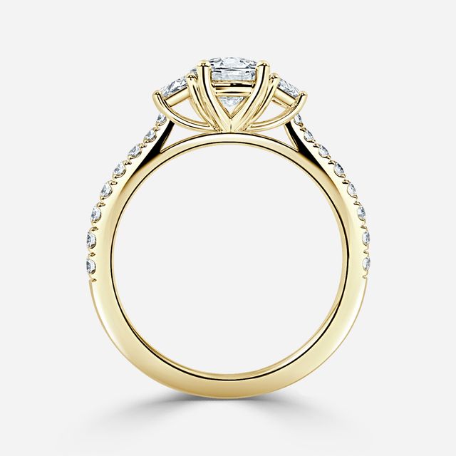Vedette Yellow Gold Trilogy Engagement Ring