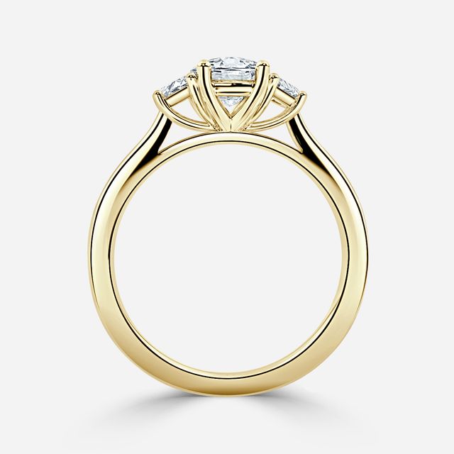 Vedette Yellow Gold Trilogy Trapezoid Engagement Ring