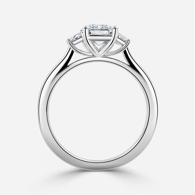 Vedette White Gold Trilogy Trapezoid Engagement Ring