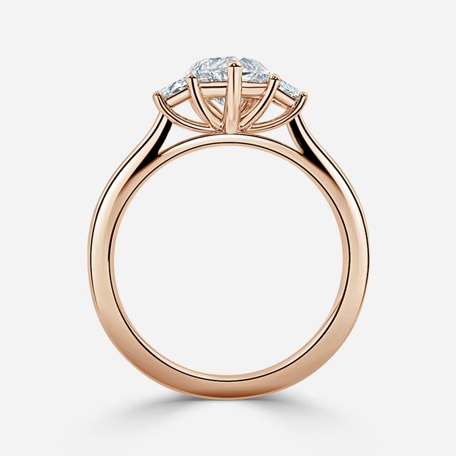 Vedette Rose Gold Trilogy Trapezoid Engagement Ring
