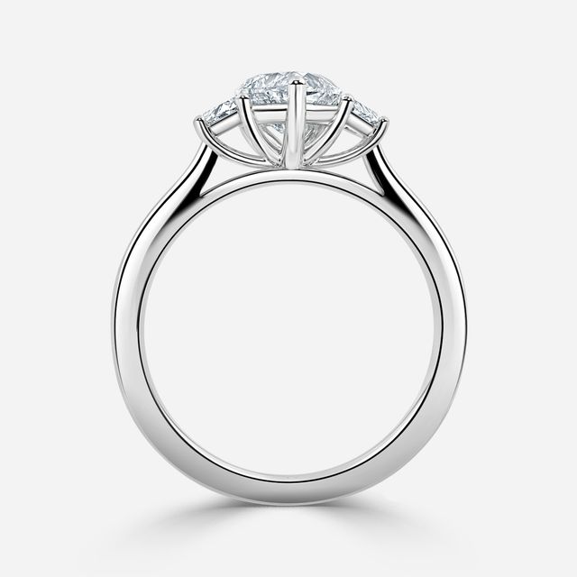 Vedette White Gold Trilogy Trapezoid Engagement Ring