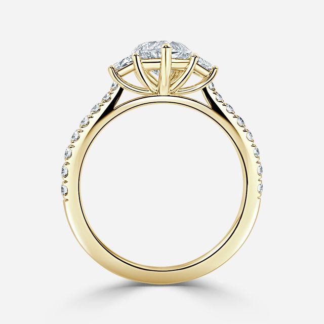 Vedette Yellow Gold Trilogy Engagement Ring