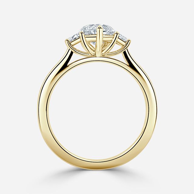 Vedette Yellow Gold Trilogy Trapezoid Engagement Ring