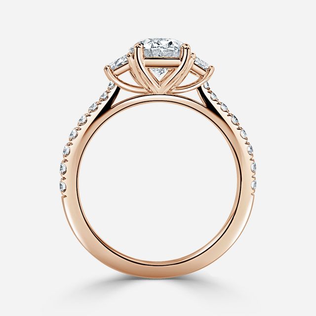 Vedette Rose Gold Trilogy Engagement Ring