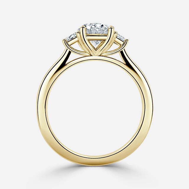 Vedette Yellow Gold Trilogy Trapezoid Engagement Ring