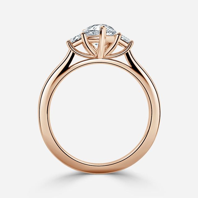 Vedette Rose Gold Trilogy Trapezoid Engagement Ring