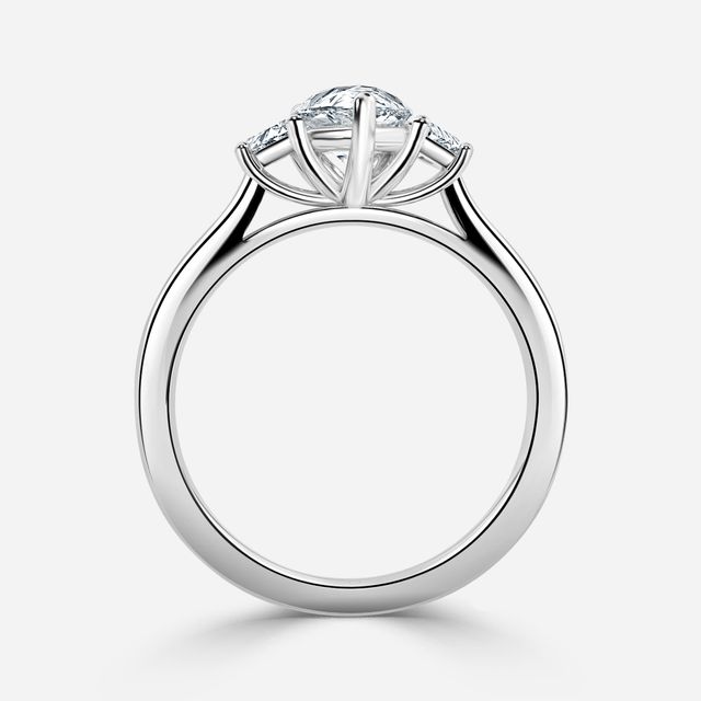 Vedette Platinum Trilogy Trapezoid Engagement Ring