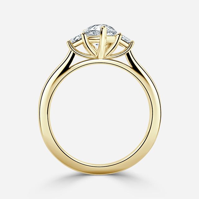 Vedette Yellow Gold Trilogy Trapezoid Engagement Ring