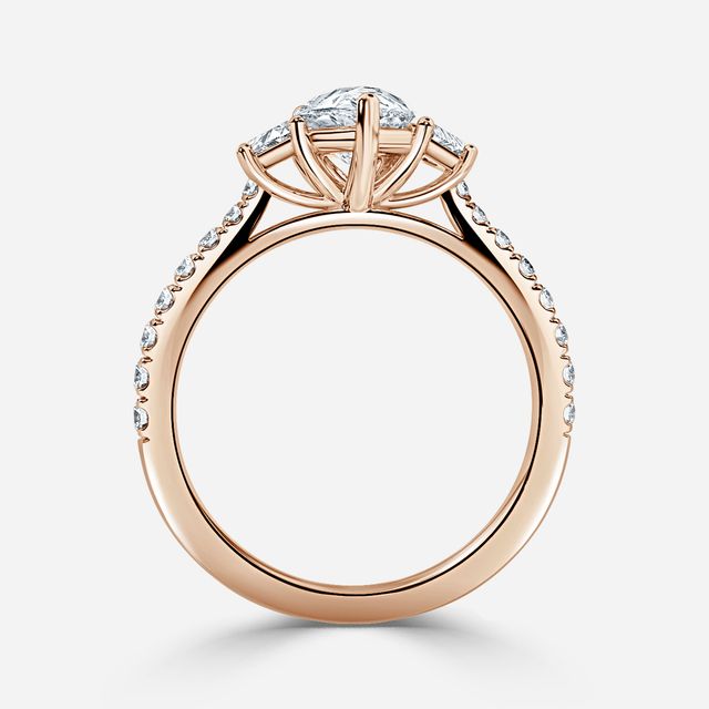 Vedette Rose Gold Trilogy Engagement Ring