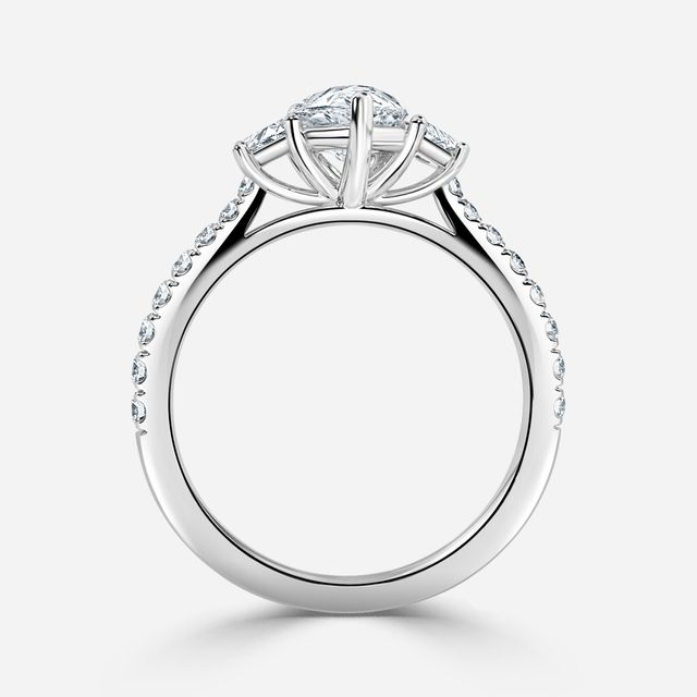 Vedette Platinum Trilogy Diamond Ring With Pavé Band