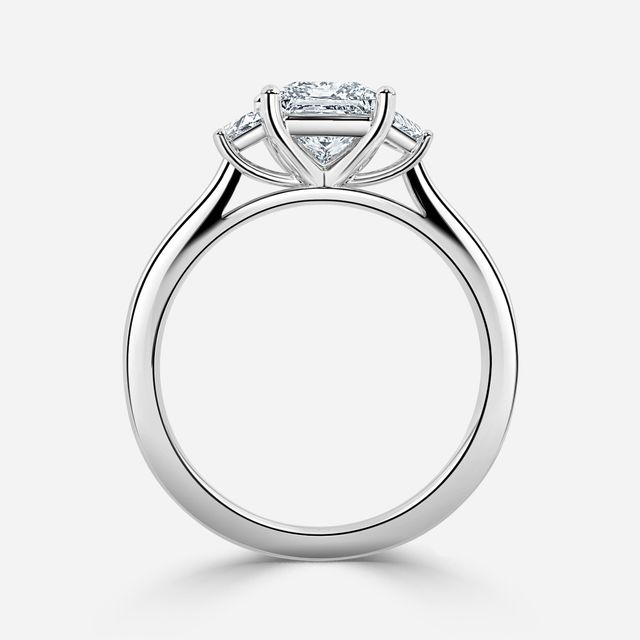 Vedette White Gold Trilogy Trapezoid Engagement Ring