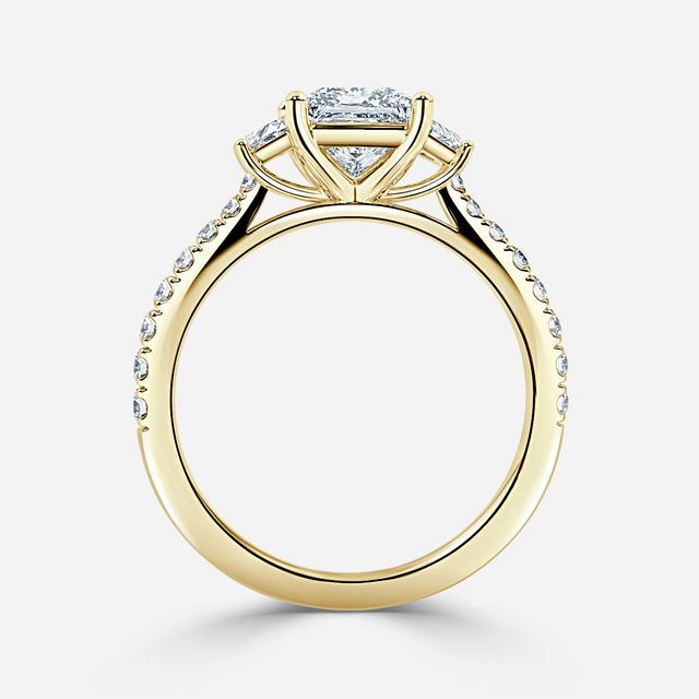 Vedette Yellow Gold Trilogy Engagement Ring