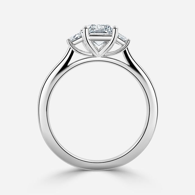 Vedette Platinum Trilogy Trapezoid Engagement Ring