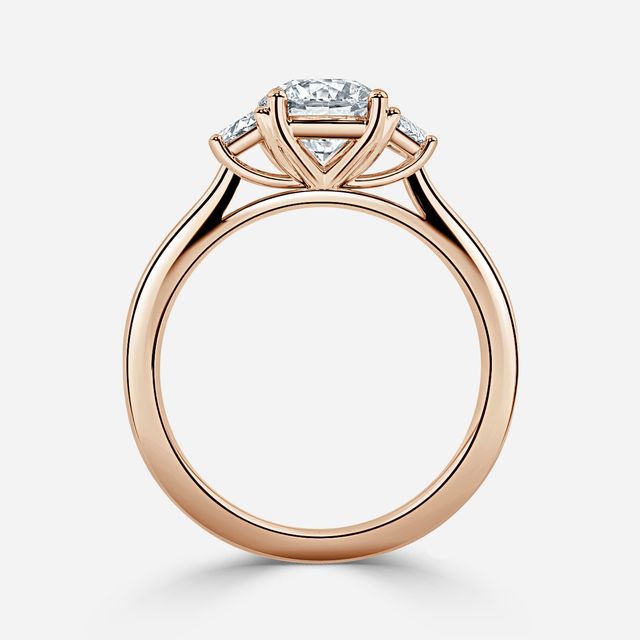 Vedette Rose Gold Trilogy Trapezoid Engagement Ring