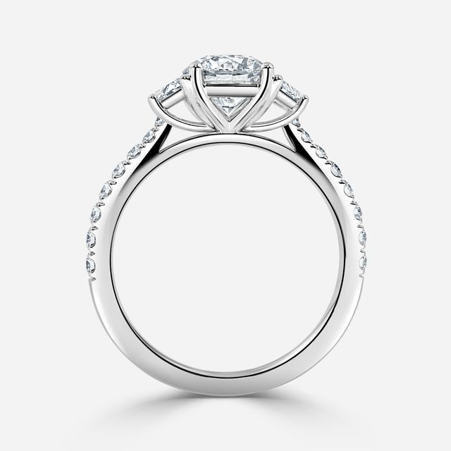 Vedette White Gold Trilogy Diamond Ring With Pavé Band