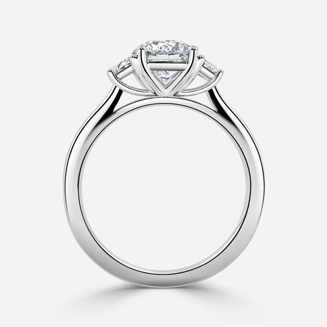 Vedette White Gold Trilogy Trapezoid Engagement Ring