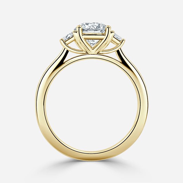 Vedette Yellow Gold Trilogy Trapezoid Engagement Ring