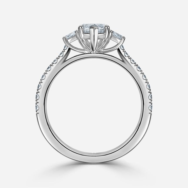 Vedette White Gold Trilogy Diamond Ring With Pavé Band