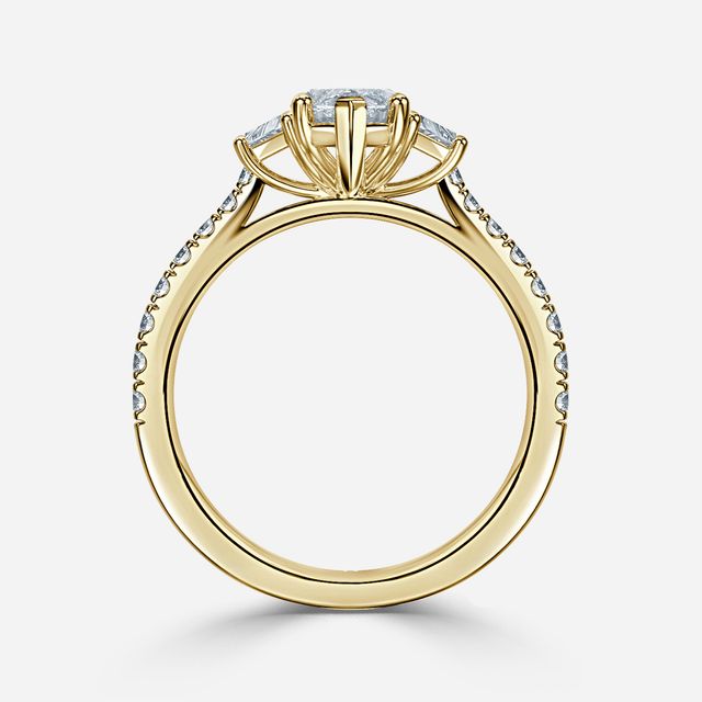 Vedette Yellow Gold Trilogy Engagement Ring