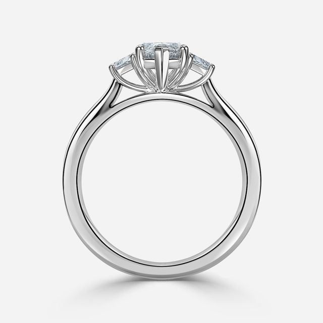 Vedette White Gold Trilogy Trapezoid Engagement Ring