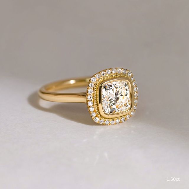 Suri Yellow Gold Halo Engagement Ring